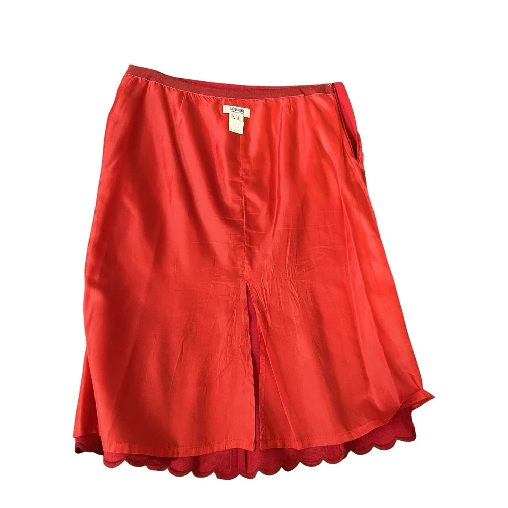 Vintage Moschino Cheap And Chic Blazer Skirt Set Red Scalloped Edge 10/ 40 Italy - Picture 12 of 16